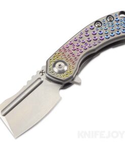 Kansept Knives K3030A5 Mini Korvid Liner Lock Stonewashed Blade with Gradient Anodized Titanium Handles