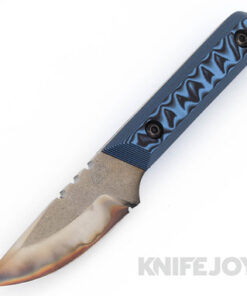 Bald Man Knife and Tool Thicker Clipper Fixed Blade Flamed Magnacut Blade with Black/ Blue G10 Handles