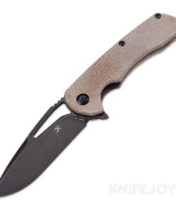 Kansept Knives T1001B1 Kyro Frame Lock Black Coated D2 Blade with Brown Micarta Handles
