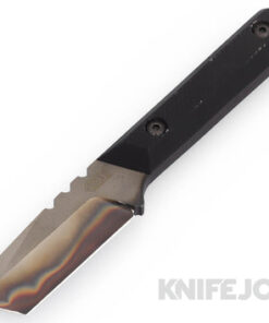 Bald Man Knife and Tool Thicker Clipper T Fixed Blade Flamed Magnacut Tanto Blade with Black G10 Handles