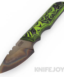 Bald Man Knife and Tool Thick-A-Tross Fixed Blade Flamed Magnacut Blade with Ecto Swirl Layered G10 Handles