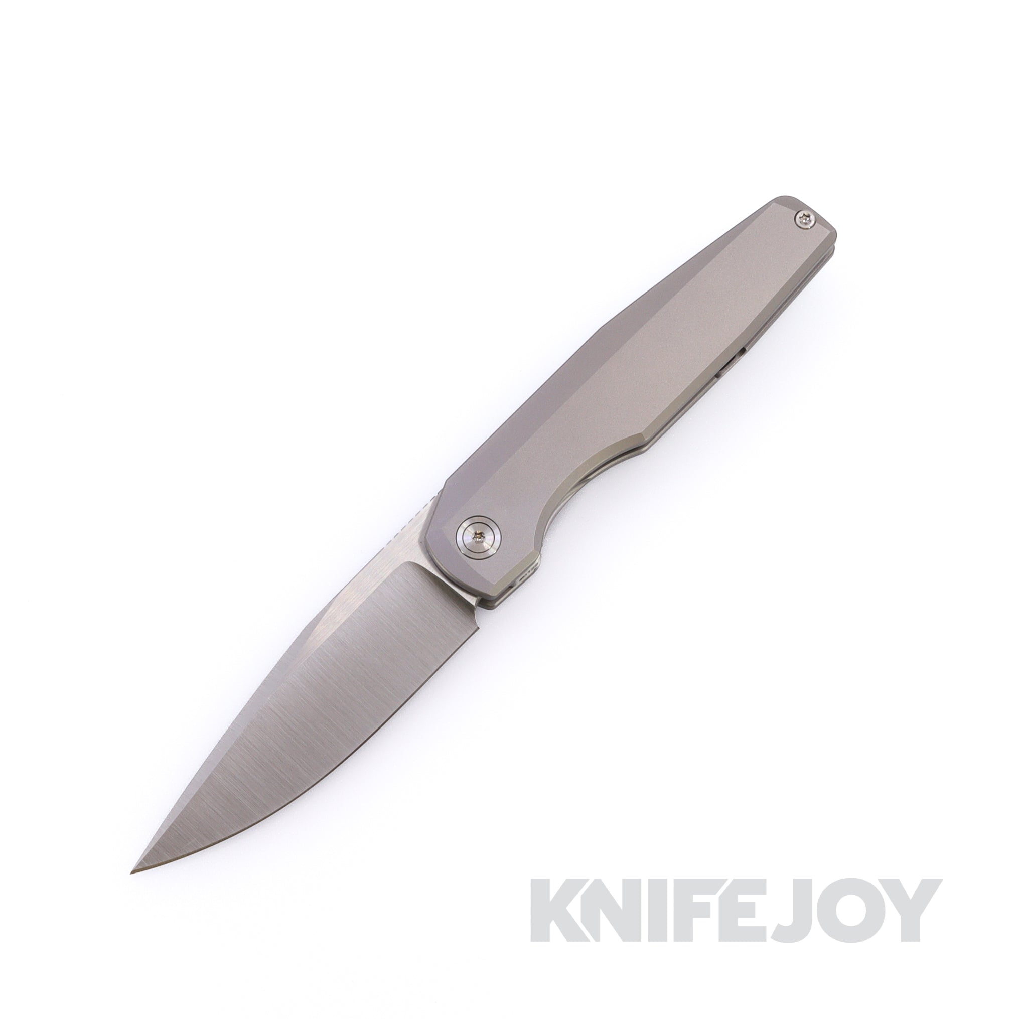 Vero Engineering Lux 3.3 Belt Satin Blade Flipper with Stonewash Titanium Handles