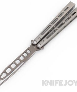 EPS Knives 101t Butterfly Balisong Knife Weehawk Plain Blade with Brushed Titanium Handles