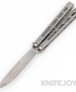 EPS Knives 101ti Butterfly Balisong Knife Weehawk Plain Blade with Tumbled Titanium Handles