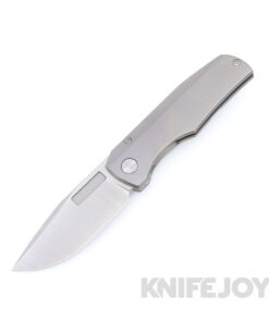 Vero Engineering Nova Mini Belt Satin Drop Point Blade Flipper with Stonewash Titanium Handles