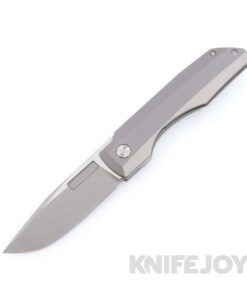 Vero Engineering Impulse Thin Belt Satin Drop Point Blade Frame Lock Flipper with Stonewash Titanium Handles