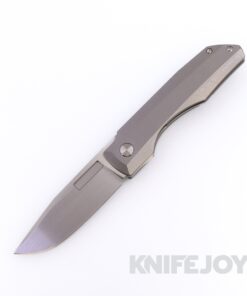 Vero Engineering Impulse Thin Hand Satin Drop Point Blade Frame Lock Flipper with Stonewash Titanium Handles