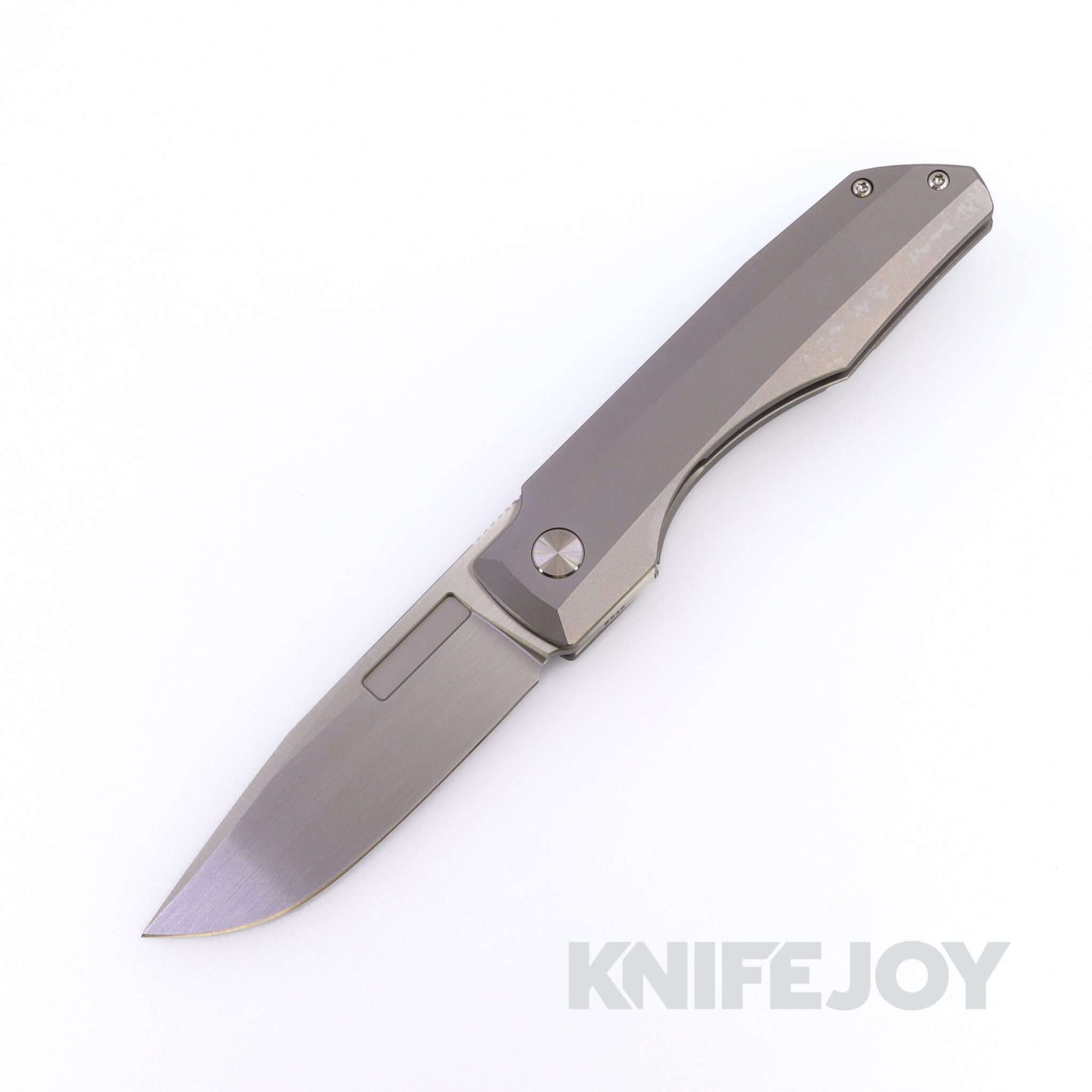 Vero Engineering Impulse Thin Hand Satin Drop Point Blade Frame Lock Flipper with Stonewash Titanium Handles