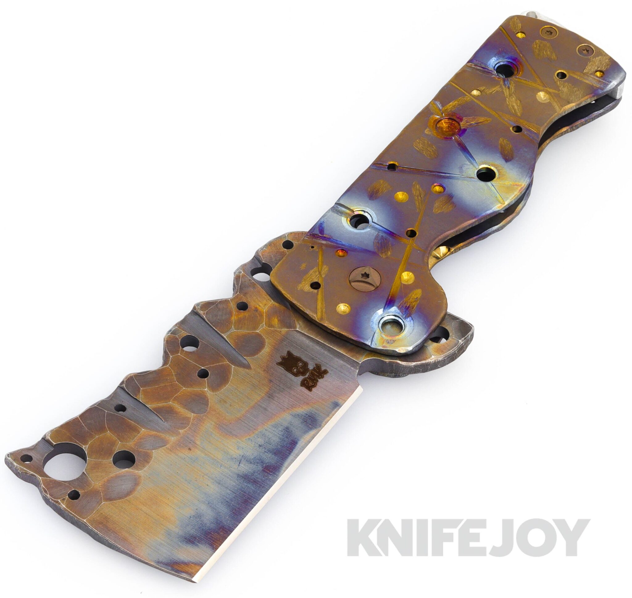 RichMade Knives BF Large Zombie Killer Folder Flamed Blade with Flamed Titanium Handles