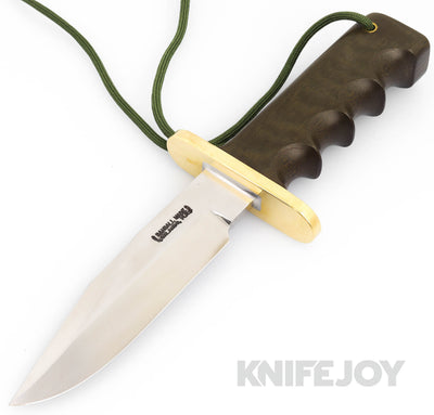 Randall Made Knives Model 15-5 1/2 Attack Knife Plain Blade with Green Micarta Handles
