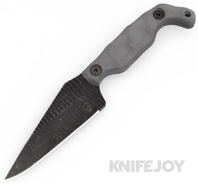 Stroup Knives Model Bravo 5 1095 High Carbon Steel Blade with Grey G10 Handles