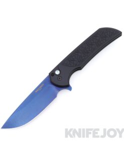 Pro-tech Knives Mordax Nexus Flipper Sapphire Blue PVD Magnacut Plain Blade with Nexus Textured Black Handle