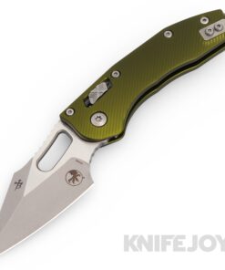 MICROTECH 169RL-10APFLOD Borka Stitch Ramlock Folding Knife Single Edge Apocalyptic Standard Blade with Fluted OD Green Aluminum Handles
