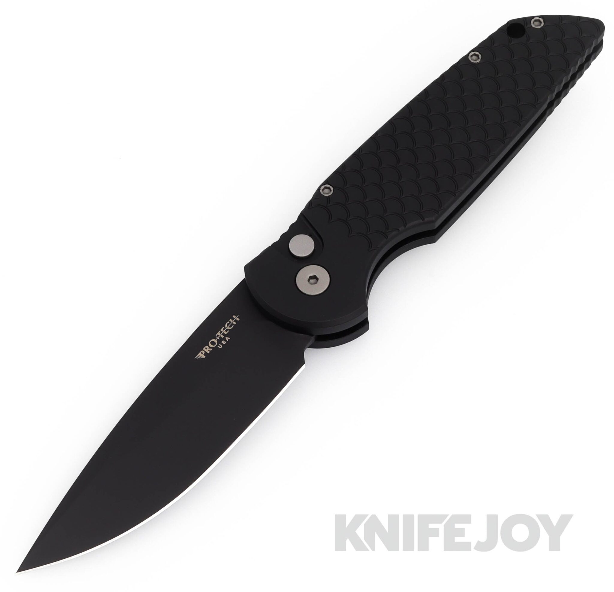 Pro-tech Knives TR-3X1MC Tactical Response 3 Auto Folder Plain Edge Clip Point Black Magnacut Blade with Fish Scale Textured Black Aluminum Handle