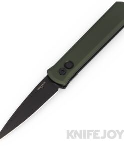 Pro-tech Knives 921-GREEN GODFATHER Auto Plain Edge Black DLC Blade with Green Aluminum Handles