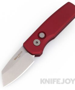 Pro-tech Knives PTR5401-RED Auto Runt 5 Stonewash Reverse Tanto Magnacut Blade with Red Aluminum Handles