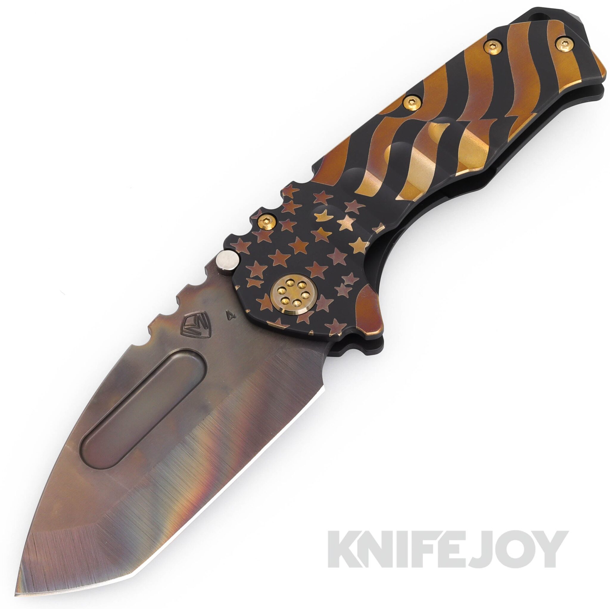 Medford Knives Praetorian "T" S45VN Vulcan Flag Tanto Blade with DLC American Flag Handles/ Black Hardware/ DLC Clip