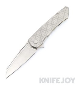 MachineWise Mojave Frame Lock Folder Stonewash S90V with Turtle Textured Grade 5 Stonewash Integral Titanium Handles / Raw Ti Spacer and Clip
