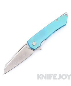 MachineWise Mojave Frame Lock Folder Stonewash S90V with Epicenter Textured Grade 5 Teal Integral Titanium Handles / Raw Ti Spacer and Clip