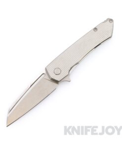MachineWise Mojave Frame Lock Folder Stonewash S90V with Grenade Textured Grade 5 Stonewash Integral Titanium Handles / Raw Ti Spacer and Clip