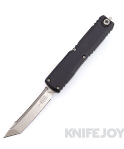 MICROTECH 11234-10 Ultratech OTF GEN IV Auto Tanto Edge Stonewash Standard Blade with Black Aluminum Handles