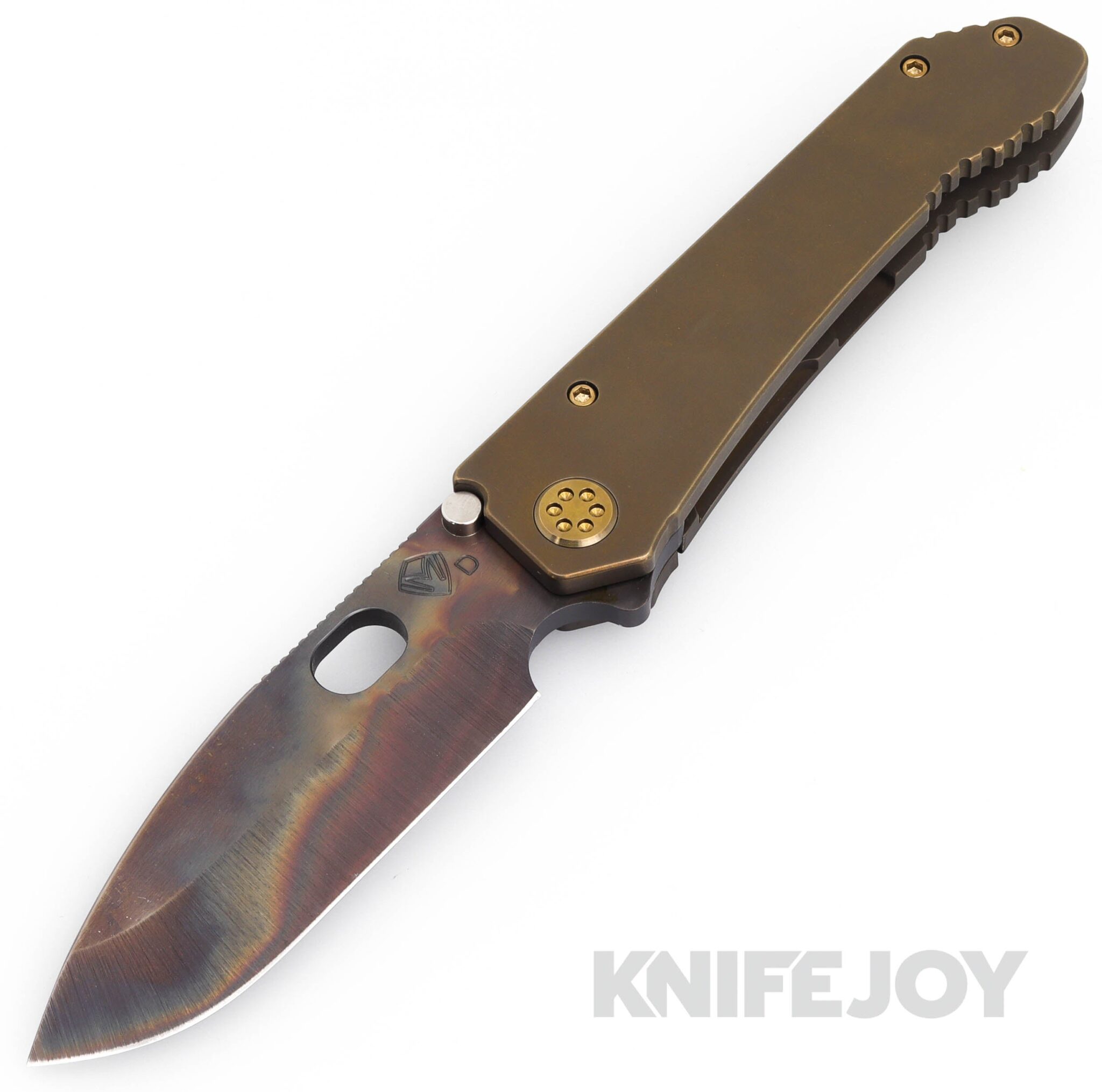Medford Knives 187DP D2 Vulcan Drop Point Blade with BB/ Bronze Handles/ Bronze Hardware and Clip