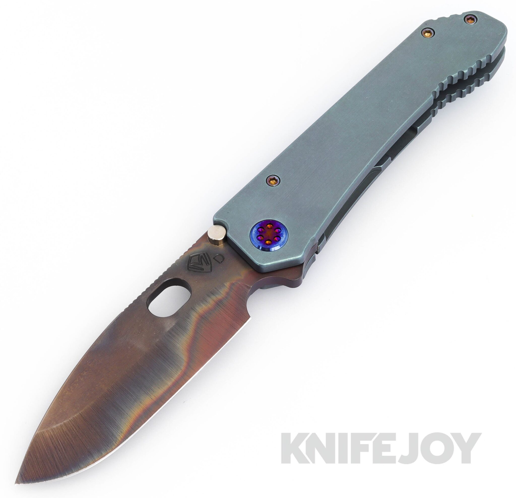 Medford Knives 187DP D2 Vulcan Drop Point Blade with Old School Green Handles/ Flamed Hardware and Clip