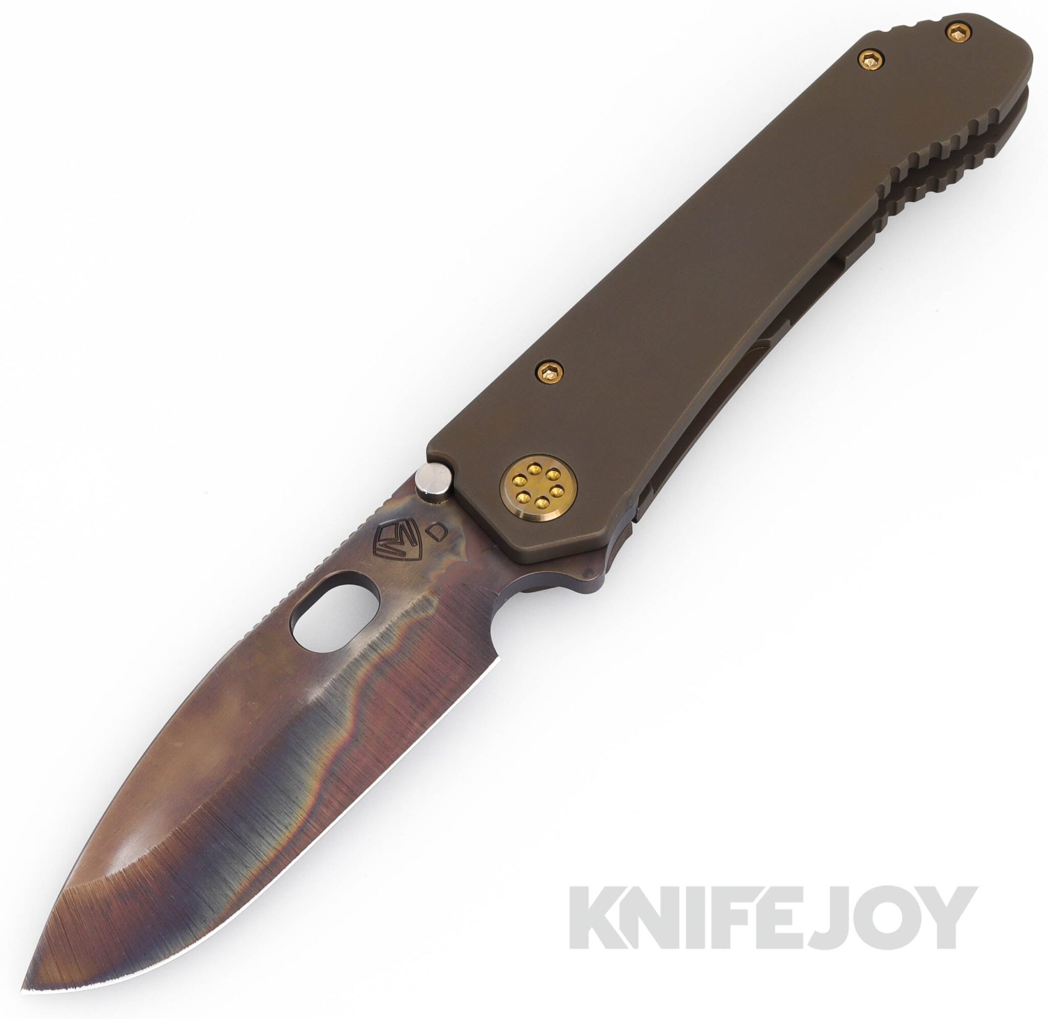 Medford Knives 187DP D2 Vulcan Drop Point Blade with Bronze Handles/ Bronze Hardware and Clip