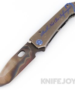 Medford Knives 187DPT D2 Vulcan Tanto Blade with Tumbled 2nd Amendment Handles/ Blue Hardware and Clip