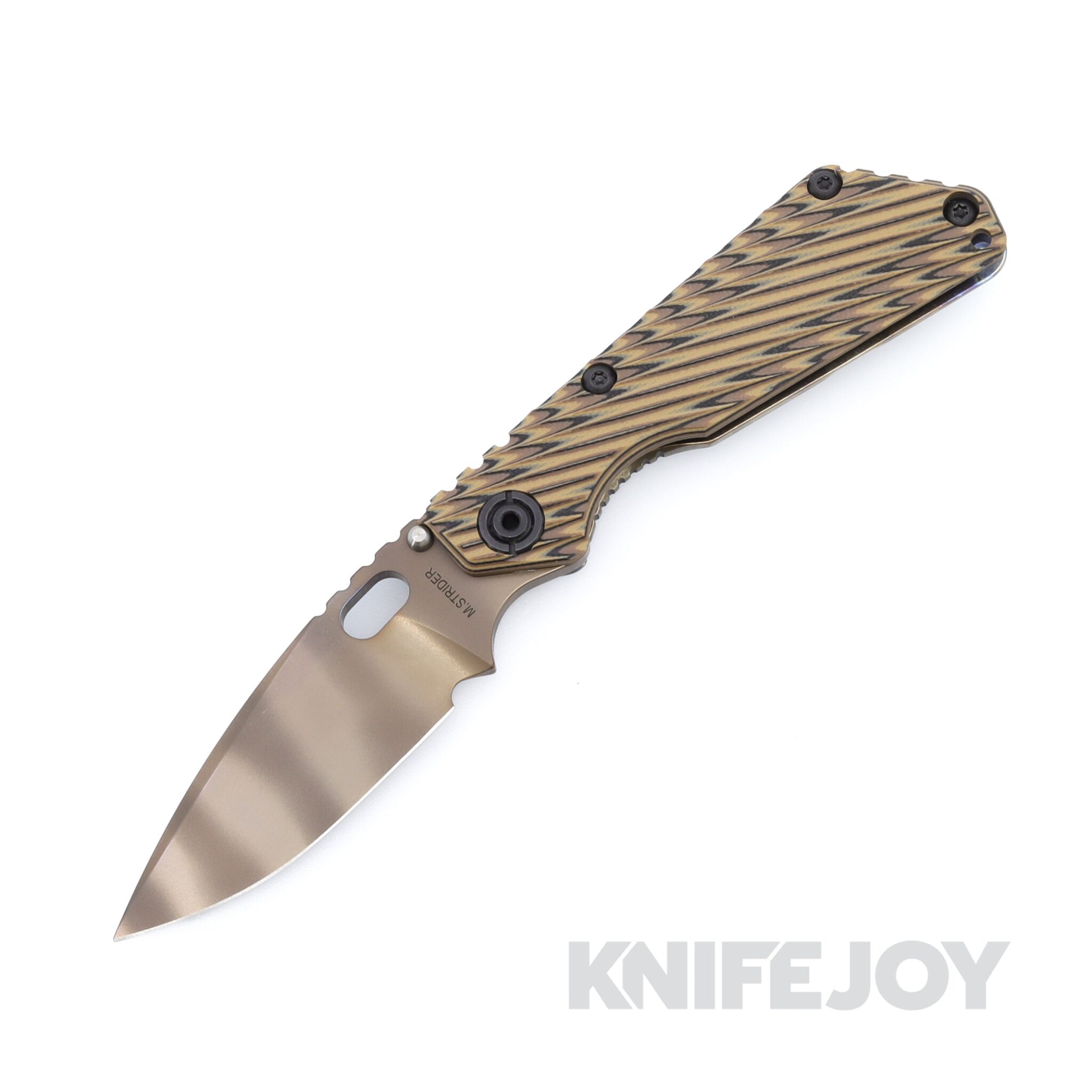 Strider Knives SnG CC Brown Tiger Stripe Spearpoint 20CV Blade with Hybrid Tiger Stripe Handle