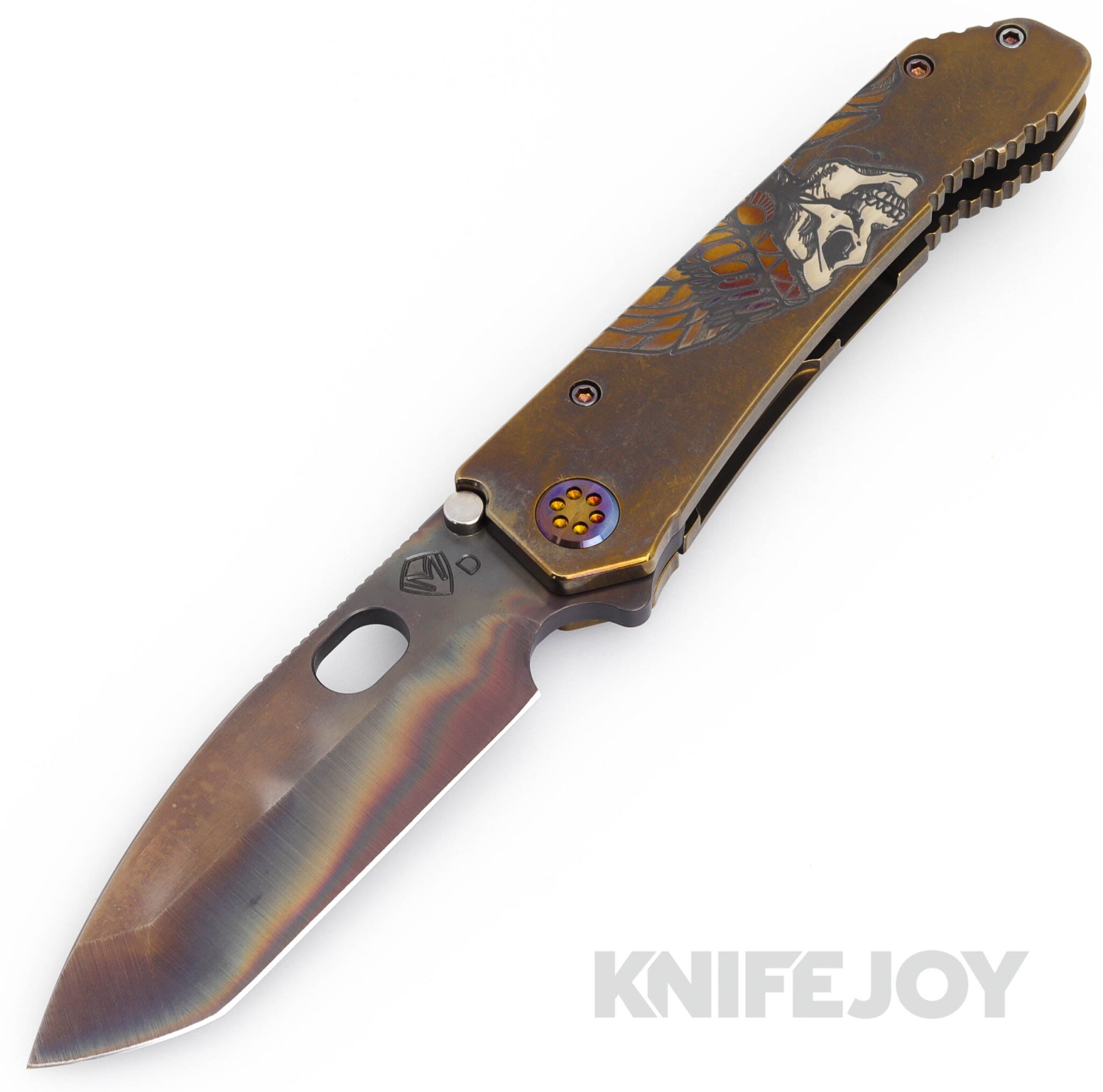 Medford Knives 187DPT D2 Vulcan Tanto Blade with Bronze Indian Head Handles/ Flamed Hardware and Clip
