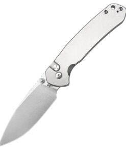 CJRB Cutlery CJRB-1925LST Large Pyrite Button Lock Folder Stonewash Drop Point Blade with Steel Handles