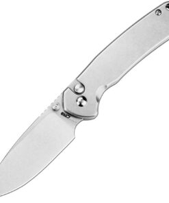 CJRB Cutlery CJRB-1925ST Pyrite Button Lock Folder Stonewash Drop Point Blade with Steel Handles