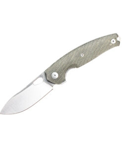 GiantMouse Knives Vox/Anso ACE JAGT Linerlock Knife Satin Magnacut Blade with Green Canvas Micarta Handles