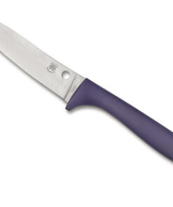 Spyderco K21PPR Counter Critter Kitchen Knife Plain Edge Blade with Purple Plastic Handles