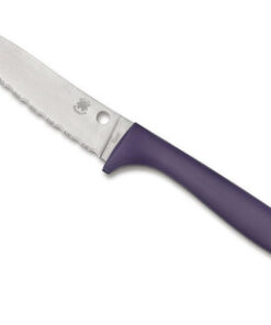 Spyderco K21SPR Counter Critter Kitchen Knife Serrated Spyder Edge Blade with Purple Plastic Handles