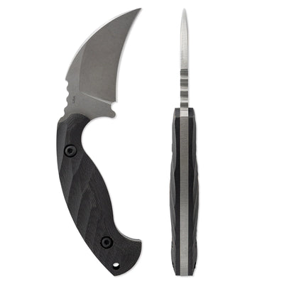Toor Knives Karsumba Fixed Blade/ Black Oxide Karambit Blade with Burlap Natural Micarta Handles