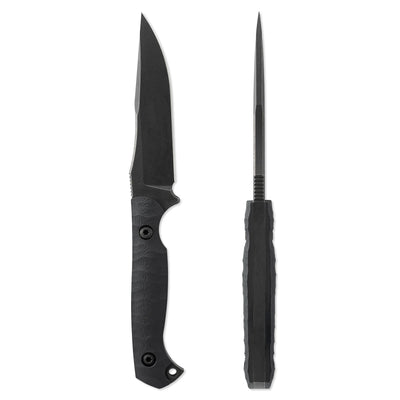 Toor Knives Krypteia Fixed Blade/ Black Stonewash Drop Point Blade with Carbon Black Textured G10 Handles
