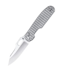 Kizer Ki4562A4 Cormorant Button Lock Knife Satin Blade with Gray Titanium Handles
