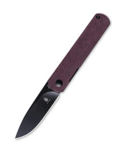 Kizer Feist Ki3499R3 Front Flipper Black Drop Point Blade with Red Richlite Handles