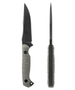 Toor Knives Krypteia Fixed Blade/ Black Stonewash Drop Point Blade with Stealth Gray Textured G10 Handles
