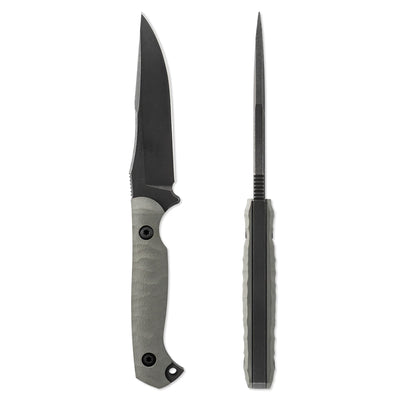 Toor Knives Krypteia Fixed Blade/ Black Stonewash Drop Point Blade with Stealth Gray Textured G10 Handles