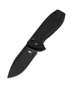 Kizer L3002A1 Amicus Button Lock Flipper Plain Black Blade with Black G10 Handles