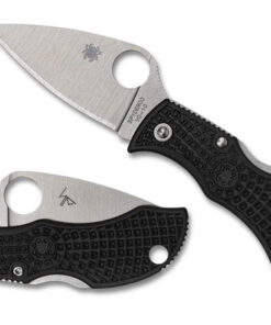 Spyderco MBKLFP Manbug Leaf Satin VG-10 PlainEdge Blade with Black Lightweight FRN Handles