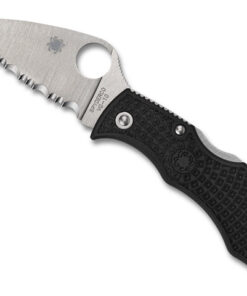 Spyderco MBKLFS Manbug Leaf Satin VG-10 SpyderEdge Blade with Black Lightweight FRN Handles