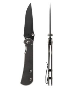 Toor Knives Merchant 2.0 -FL35S Frame Lock Folder Black Oxide Blade with Stone Titanium Handles