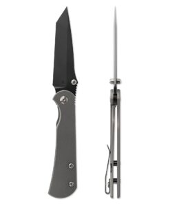 Toor Knives Merchant 2.0 - FL35T Folding Knife Black Tanto Blade with Stone Titanium Handles