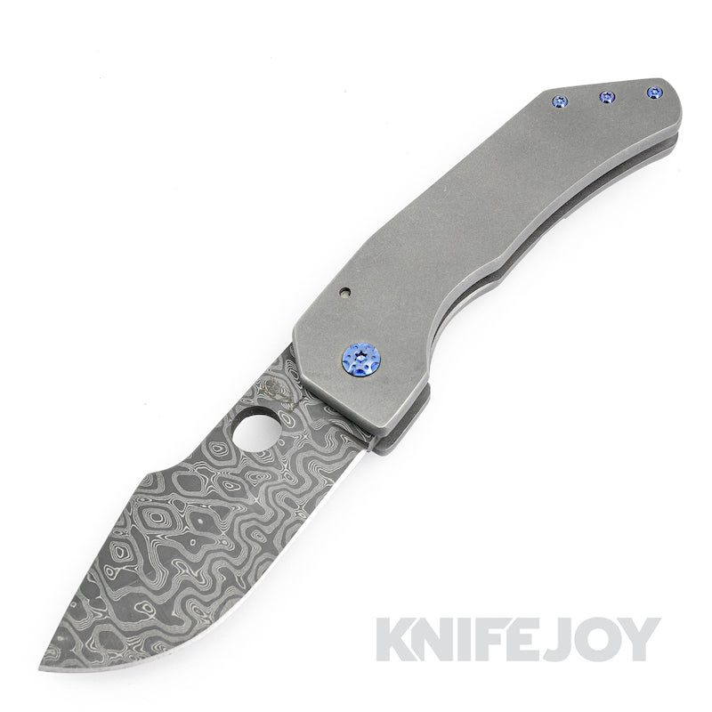 Zermeno Knives Tyr Model Chad Nichols Blade with Titanium/ Blue Hardware Handles