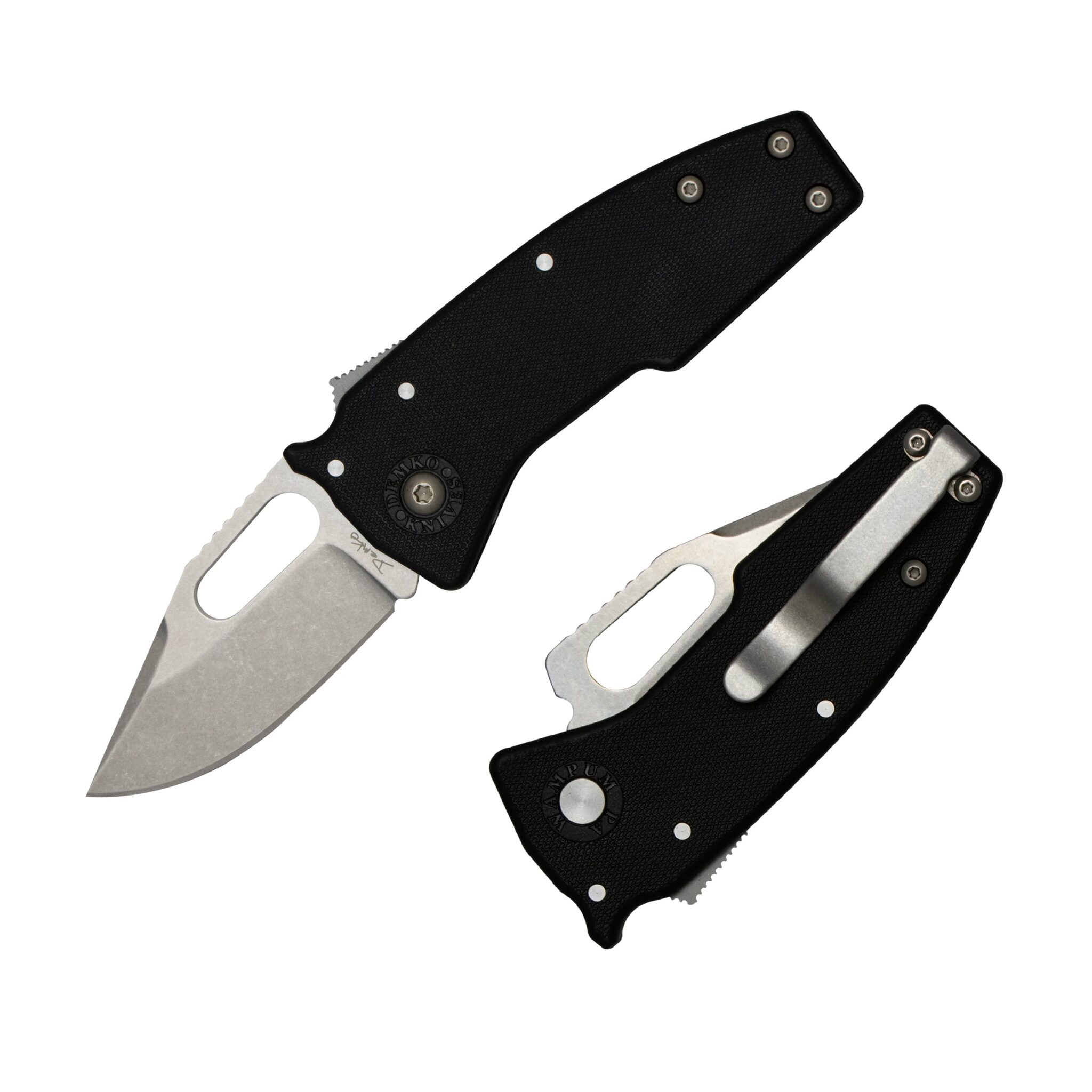 Demko Knives Nano-Shark AUS10A Clip Point Blade with Black GRN Handles