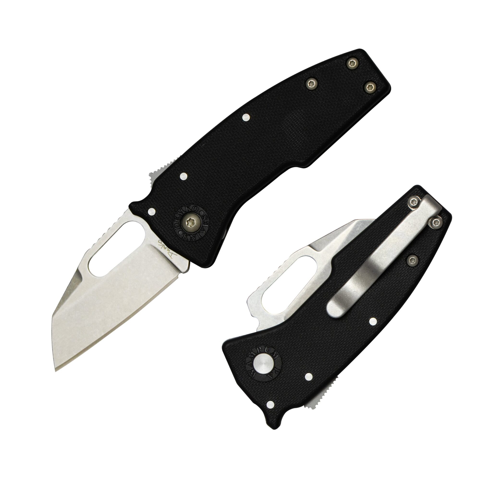 Demko Knives Nano-Shark AUS10A Shark Foot Blade with Black GRN Handles